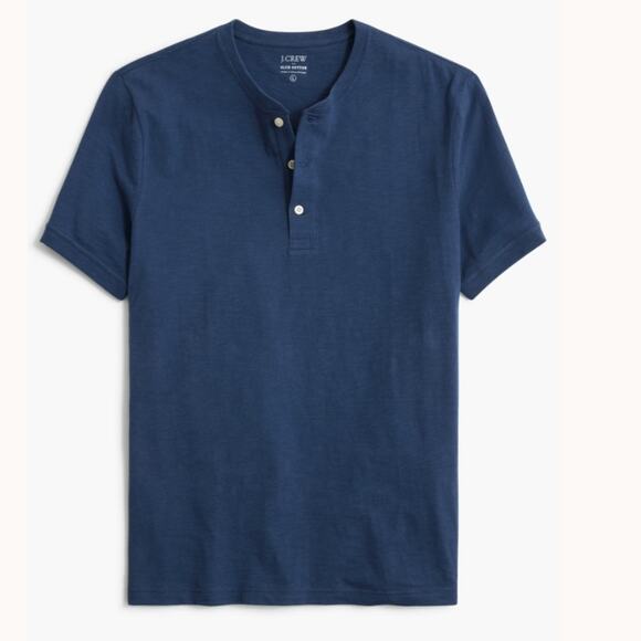 J. Crew Factory Blue Slub Cotton Henley - Picture 1 of 5